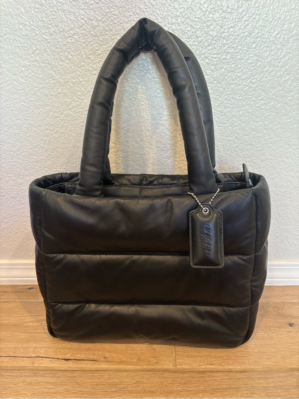 Coach Black Quilted Pillow Tote with Padded Handle